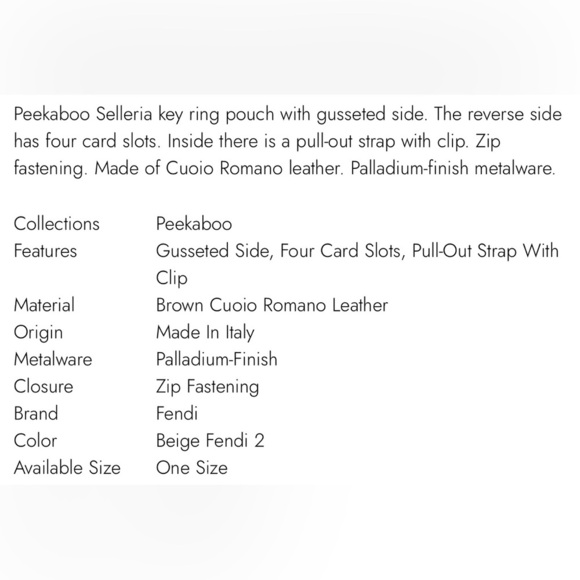 Fendi Roma Beige Leather Card Holder - Picture 8 of 8